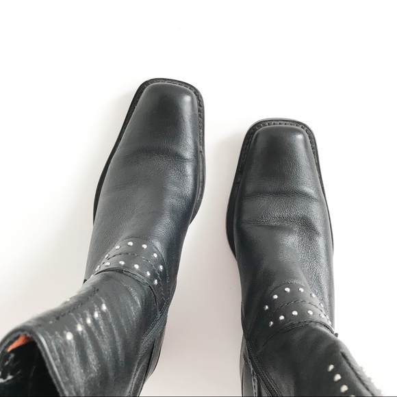 Harley-Davidson Black Leather Studded Moto Boots - Picture 3 of 14